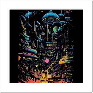 Neon Invasion in the City of Tomorrow Design by gnarly Posters and Art